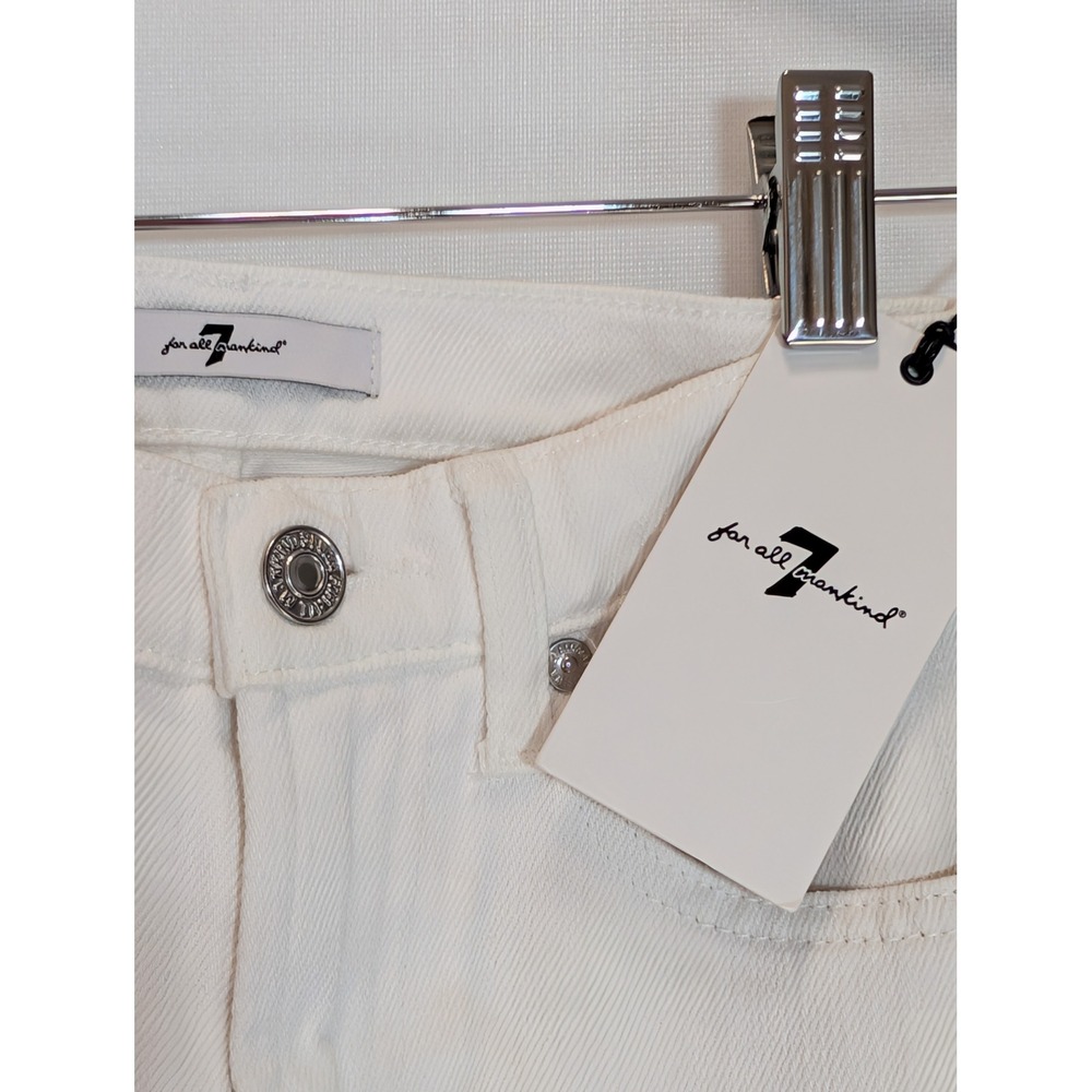 7 For All Mankind Womens High Waist Straight Leg White Jeans Raw Hem 23 NEW - Picture 3 of 7